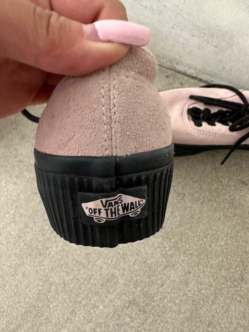 Pink vans deals black sole