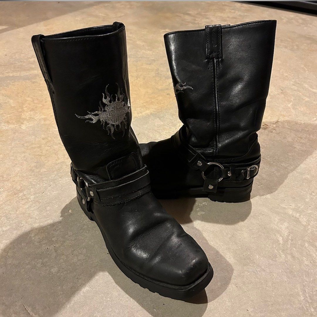 Vtg Harley Davidson Harness Biker Boots Men s Fashion Footwear