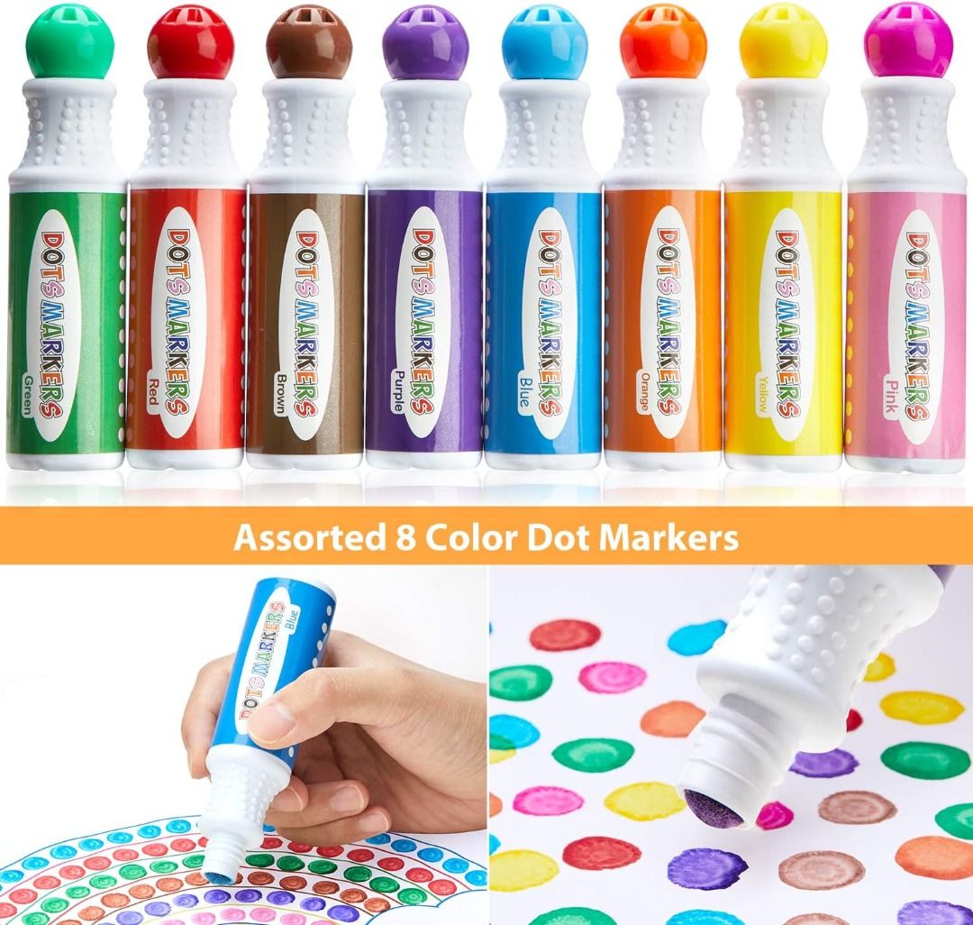 Washable Dot Markers 26 Colors with Free Activity Book, Fun Art Supplies  for Kids Toddlers and Preschoolers, Non Toxic Water-Based Paint Daubers,  Dot Art Markers