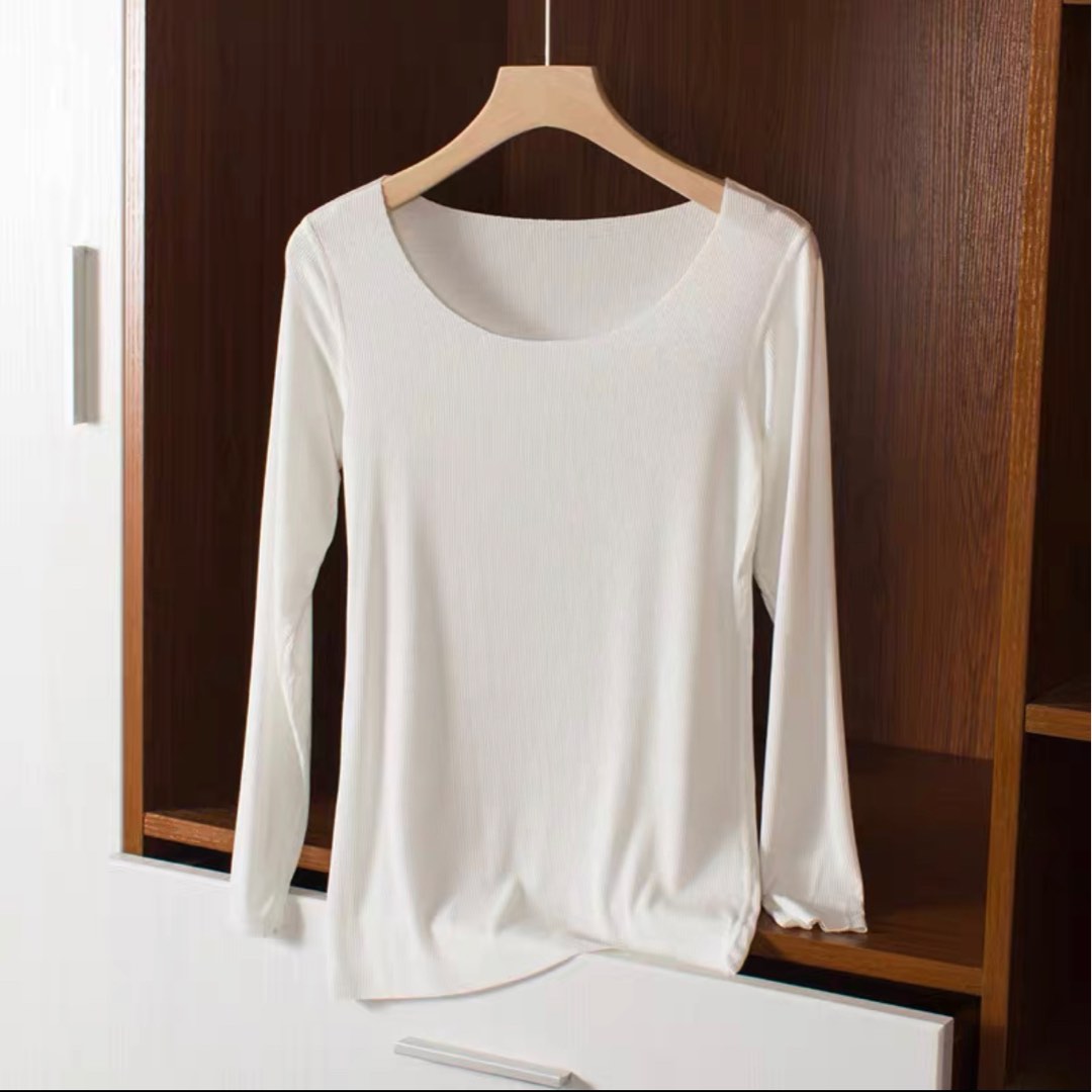 White thermal Long Sleeve Top heat tech tec longsleeve longsleeves sleeves seamless comfy comfortable winter layering layer cold countries country