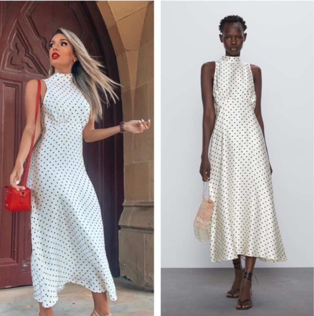 White dress with cheap black spots zara