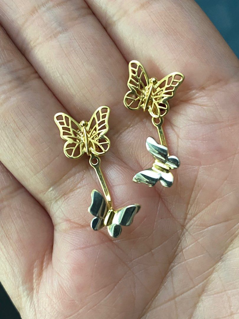 Real gold butterfly earrings sale
