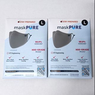 2023 Dec new stock $10 each. Many sets of Maskpure M size N95 grade reusable cloth mask pure Temasek Foundation x ST Engineering