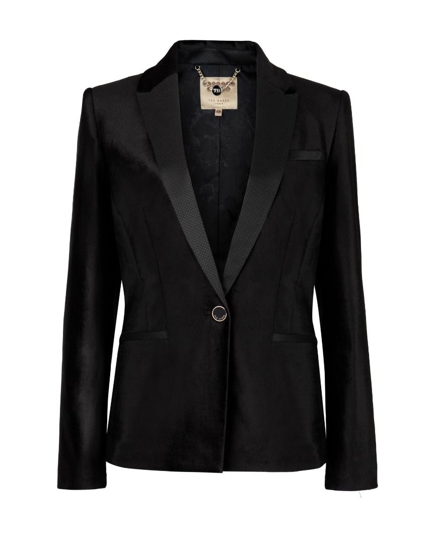 320 Ted Baker Ilah Tuxedo Velvet Jacket TB3 UK12 Black Tie
