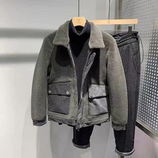 保暖羊羔毛工裝款外套
