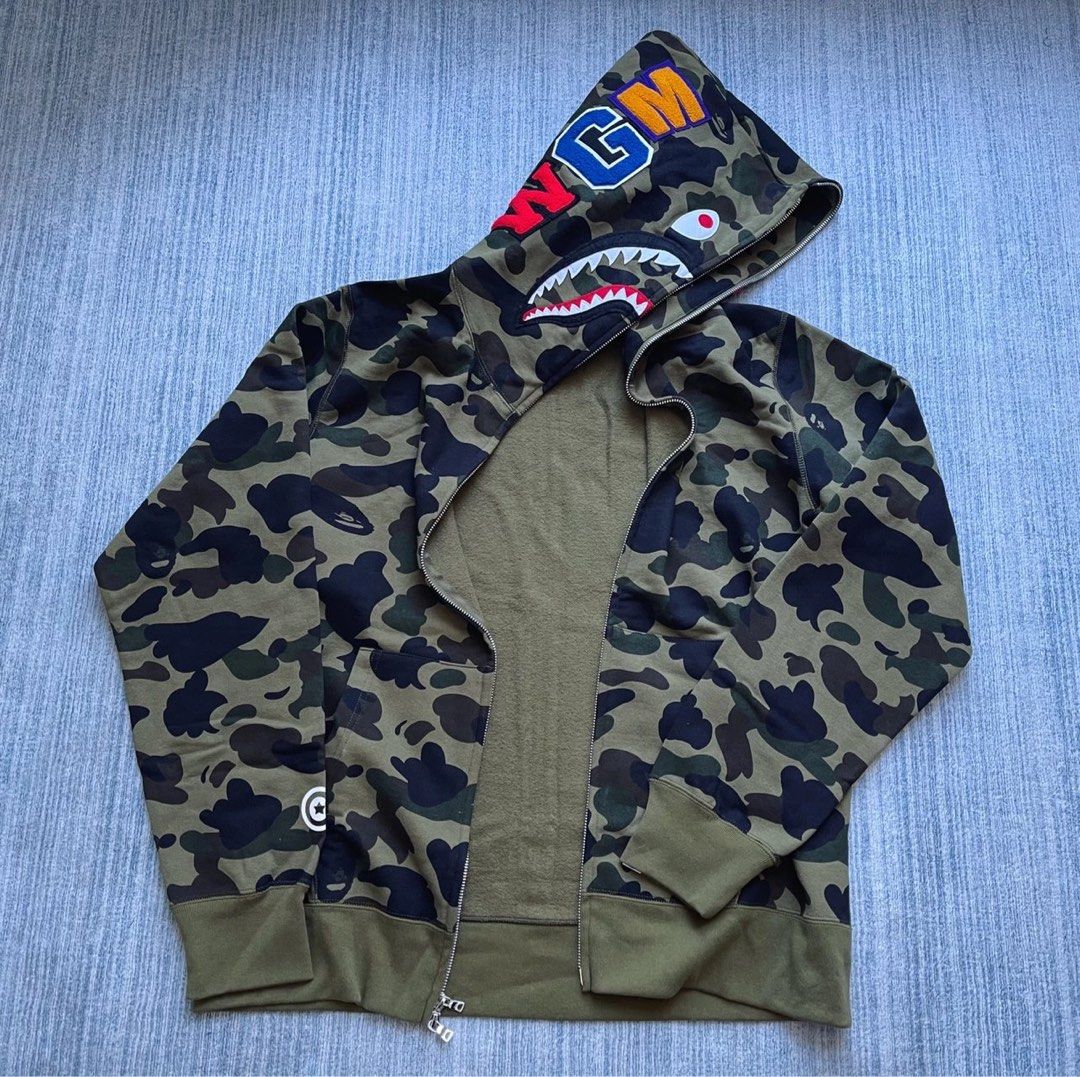 全新BAPE 1st Camo Shark Full Zip Hoodie, 男裝, 外套及戶外衣服