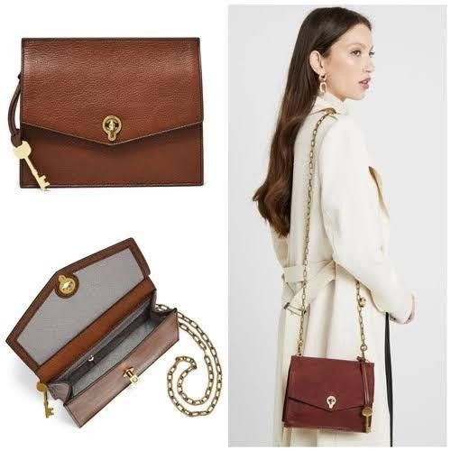 Fossil Stevie SM Crossbody Brown Leather Women s Fashion