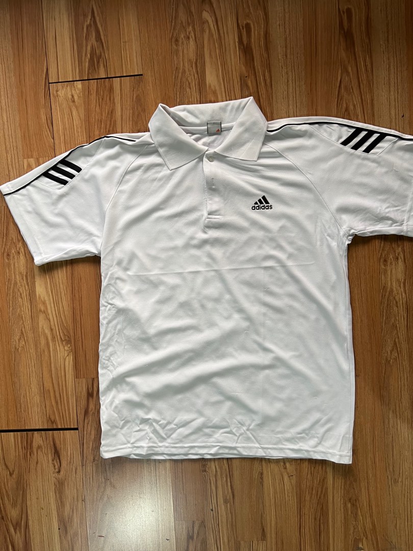 Adidas white polo shirt Large, Men's Fashion, Tops & Sets, Tshirts