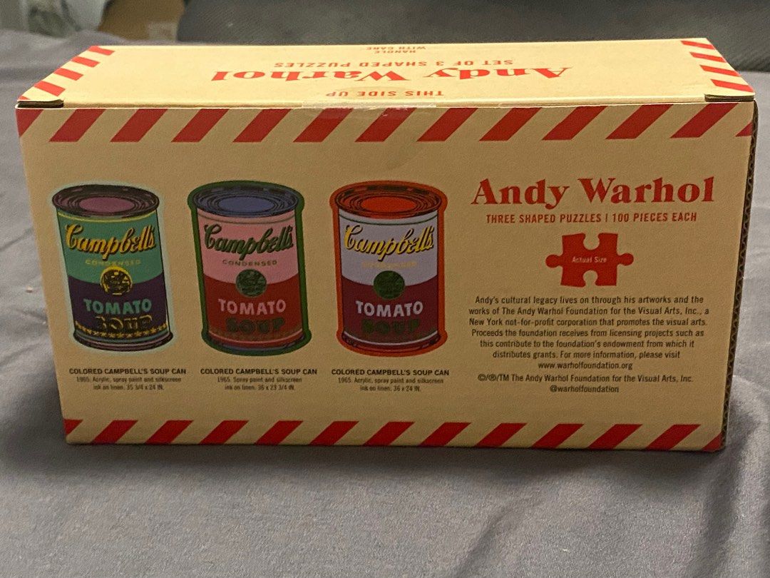 Andy Warhol Soup Cans Set of 3 Shaped Puzzles in Tins