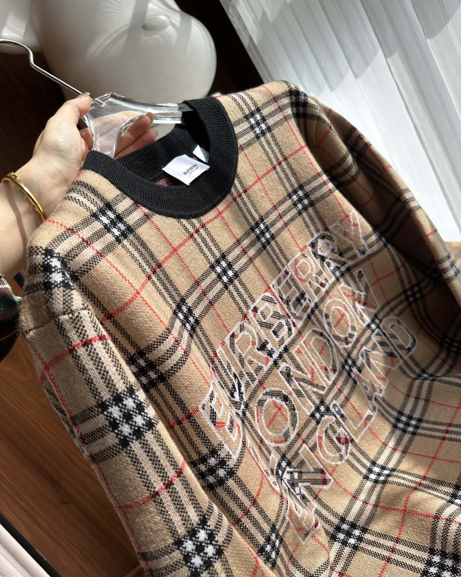 Authentic Burberry Letter Plaid Sweater