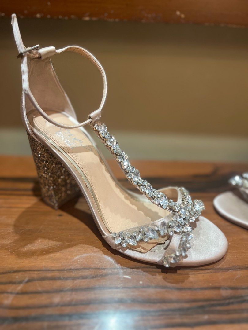 Authentic Jewel by Badgley Mischka (Category: Heels) located in Marikina City. Submitted by marz.25 (Listing ID 1269206235, Image 2). Description: Size 36 Nude Color Bought fr Amazon, orig. price Php8065 Beads & Glitters are intact. Strap is functional and and not overused Used only 3x since it was bought Soles have peeling but it may be replaced..