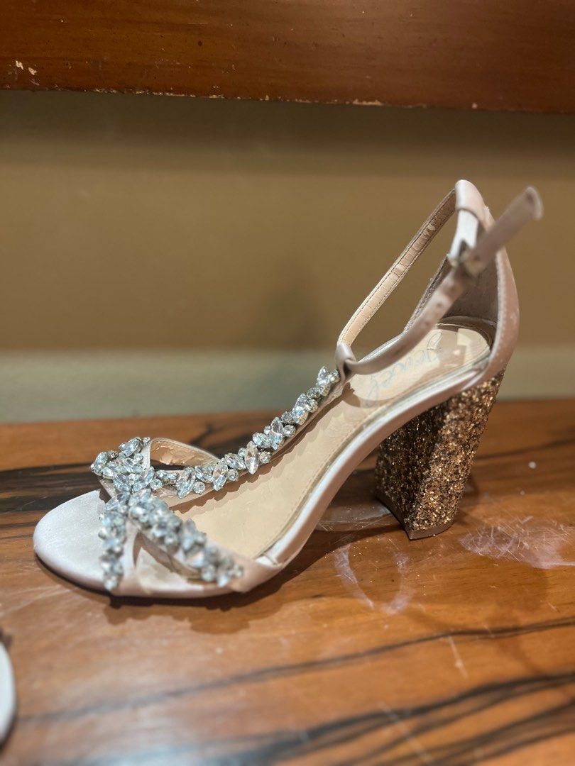 Authentic Jewel by Badgley Mischka (Category: Heels) located in Marikina City. Submitted by marz.25 (Listing ID 1269206235, Image 3). Description: Size 36 Nude Color Bought fr Amazon, orig. price Php8065 Beads & Glitters are intact. Strap is functional and and not overused Used only 3x since it was bought Soles have peeling but it may be replaced..