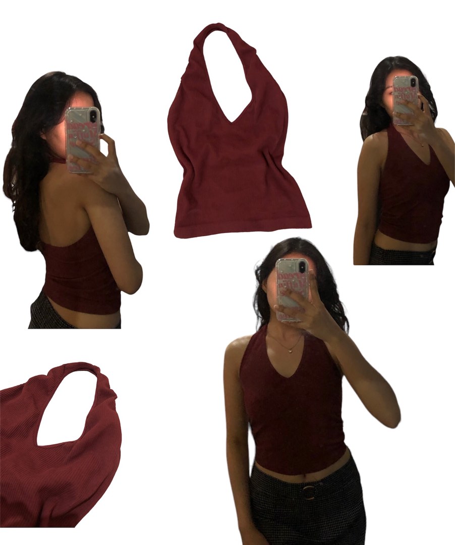 Right Back Halter Top - Maroon