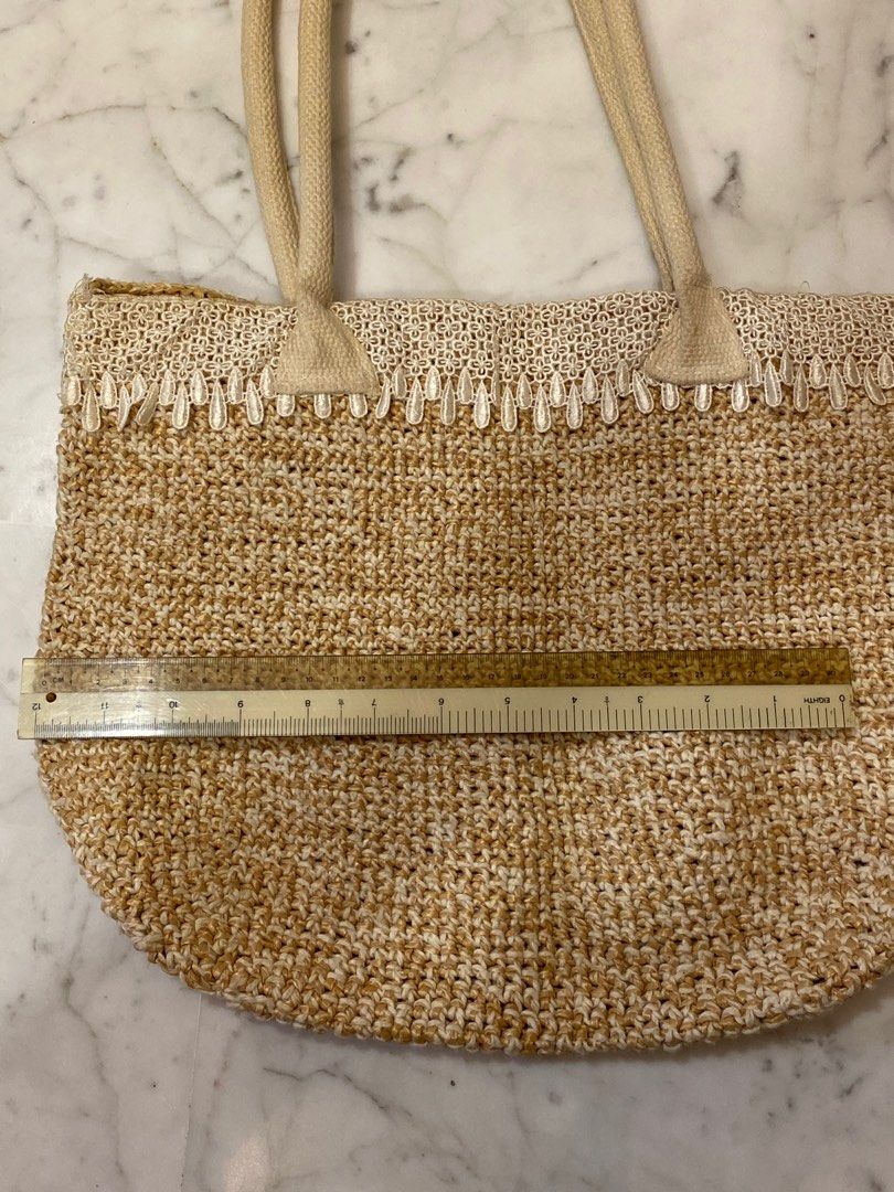 BN Beach Tote Shoulder Bag Thailand Raffia Cloth Women s