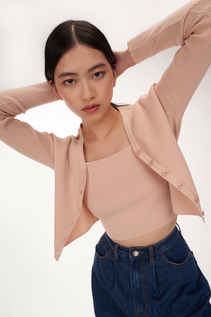 Nude cropped cardigan online
