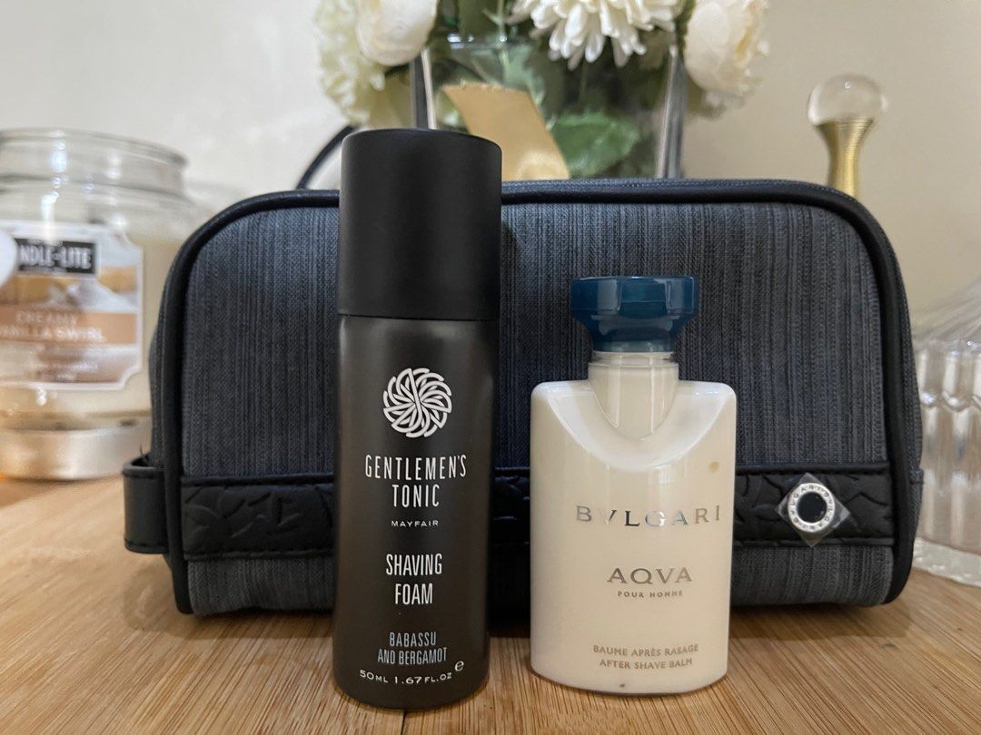 Bvlgari Vanity Bag with Free Gentlemen s Tonic Shaving Cream Bvlgari After Shave Balm Beauty Personal Care Men s Grooming on Carousell