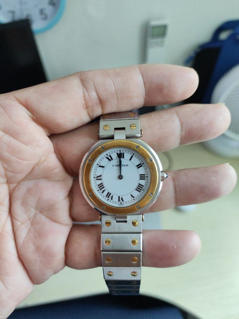 Classic Cartier Santos Ronde rare 18k gold Luxury Watches on