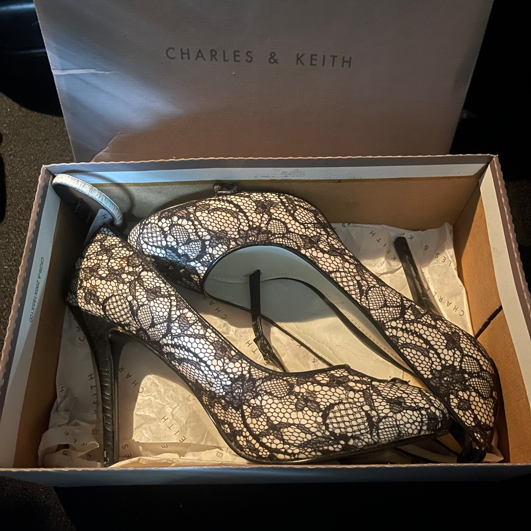 CHARLES & KEITH Glitter Sculptural Heel Sandals | Endource