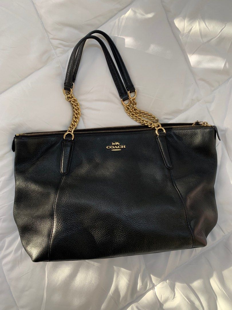 Coach ava chain tote black best sale
