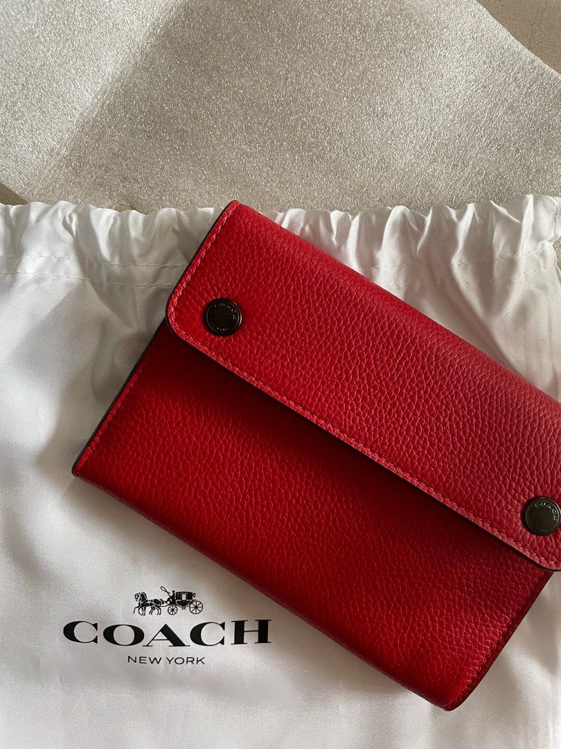 Red leather sale coach wallet