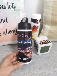 Customised Personalised Printing water bottle with straw