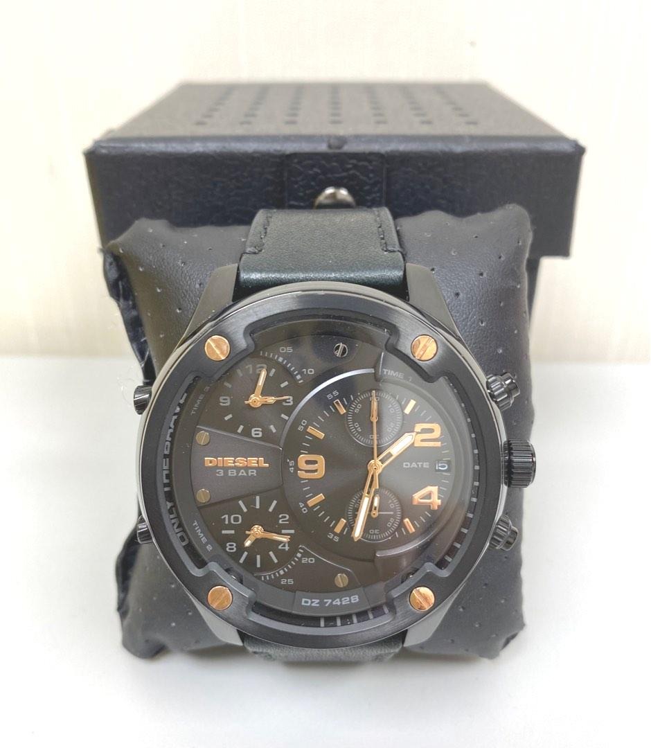 Diesel Boltdown Black Chronograph Mens Watch DZ7428, 男裝, 手錶及