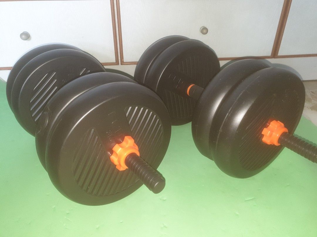 Dumbbells Set 40kg with Barbell and Kettlebell extension Gym Fitness Equipment multiple weight plates