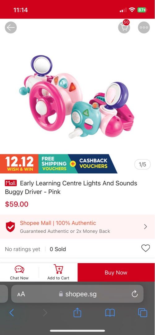 ELC sound and lighting buggy driver car stroller pram toy mobiles