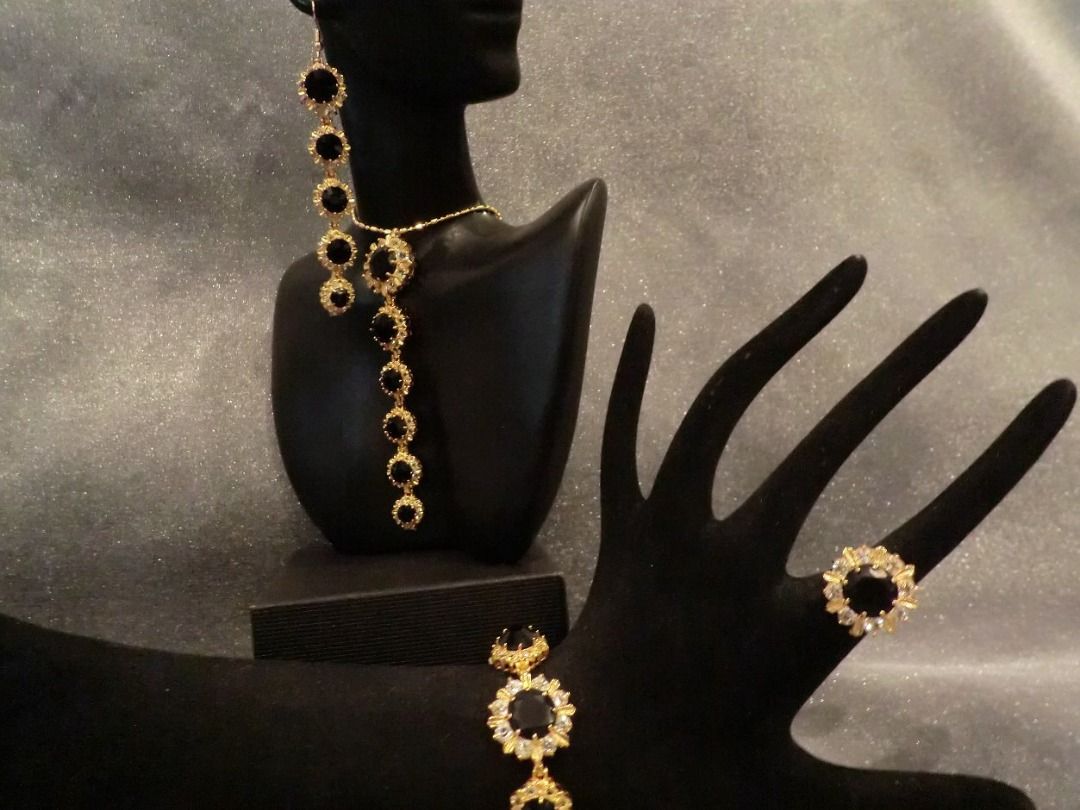 Gold pendant discount earring ring set