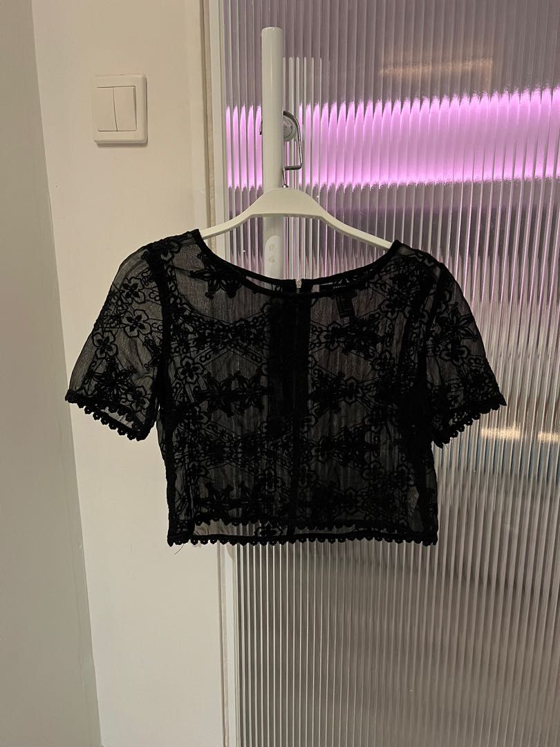forever 21 black lace top