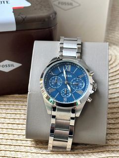🇺🇸✈️Fossil US Modern Courier Silver Blue Chronograph Stainless Steel Women’s Watch! Arrived from US!