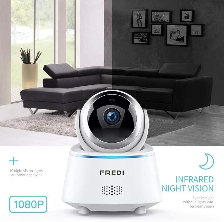 FREDI Wifi Security Camera Wireless Baby monitor Camera 1080P Security Ip Camera For Home Dog Camera Monitor With Two way Audio Nanny Pet Camera With