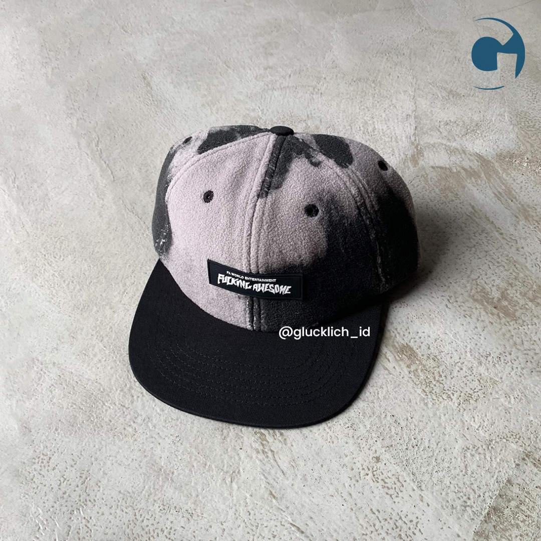 【FUCKING AWESOME】 BURN FACE 6 PANEL STRAPBACK BLACK/GREY Fucking Awesome, Burn Face 6 Panel Cap in Black/Grey, Fesyen