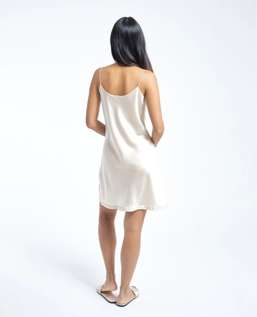 Grana Silk slip Pajama dress in ivory