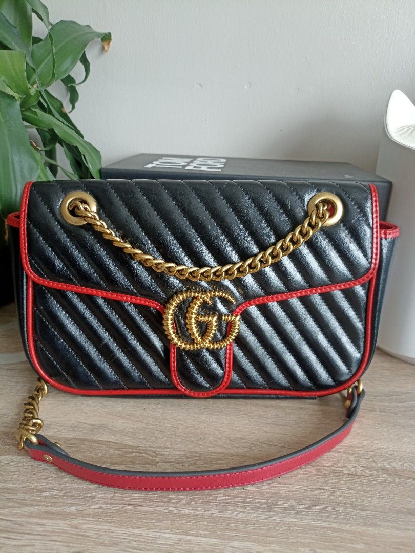 Gucci bag black and red online
