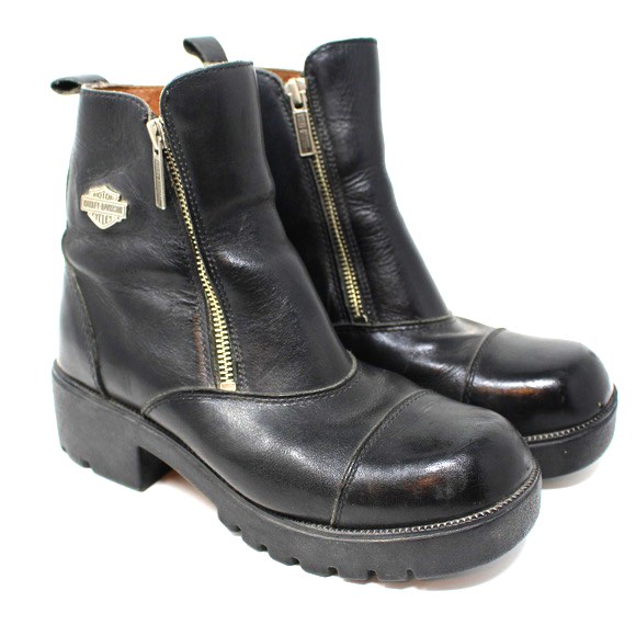 Harley Davidson Double Zipper Starter Switch Women s Boots Vintage