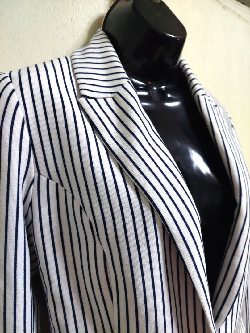 H M Stripe Cotton Blazer Women s Fashion Coats Jackets and