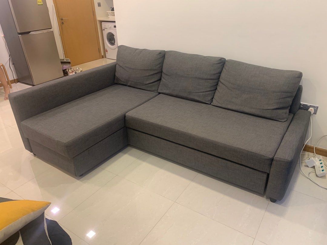 IKEA 3 seater sofa FRIHETEN in dark grey. Corner sofabed with storage