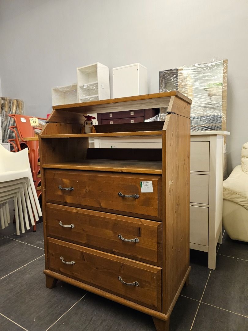 IKEA DIKTAD Changing Table / Wooden 3tier Chest Drawer (Discontinued