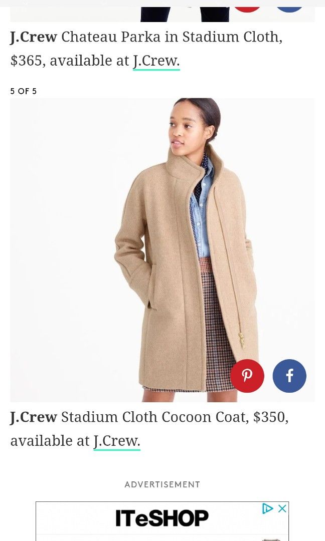 J crew stadium cloth cocoon coat clearance