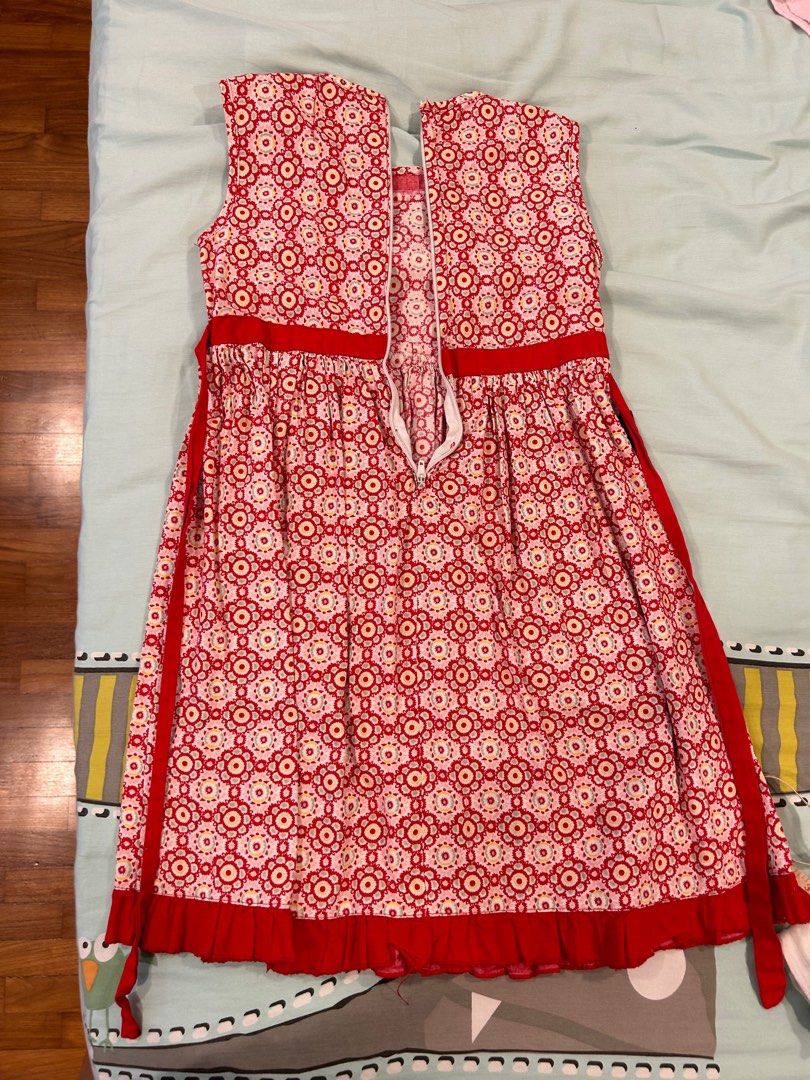 Red dress with best sale flower print