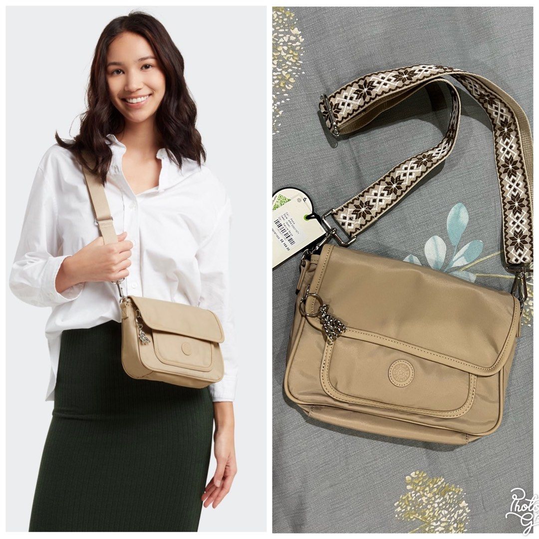 Authentic Kipling Inaki Medium Crossbody Bag Natural Beige