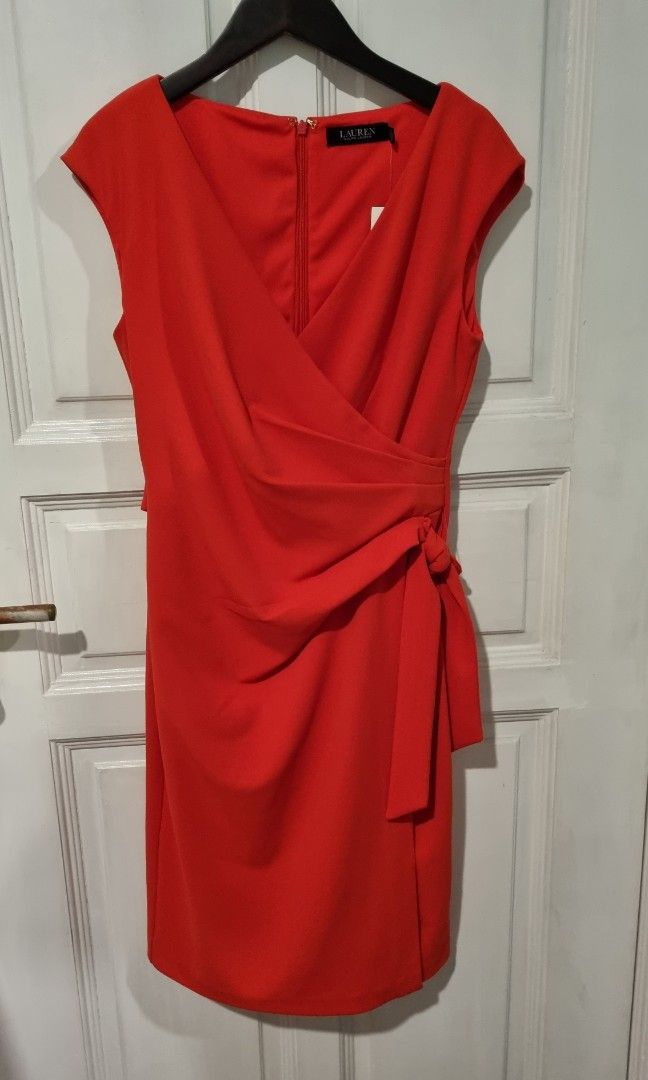 Lauren Ralph Lauren Gathered Red Dress Women s Fashion Dresses