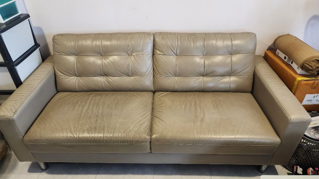 Faux Leather Sofa 2 Seater Wide Seat