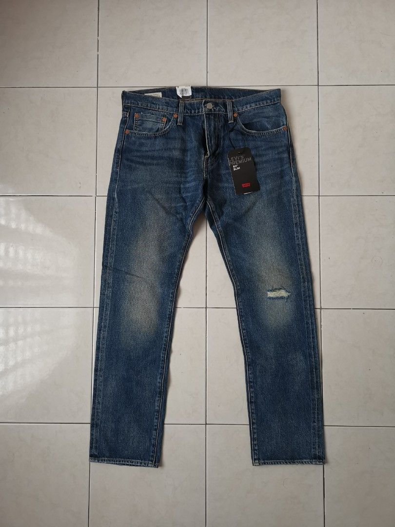 LEVI S 511 Premium Distressed Big E Redline Selvedge Stretch Jeans
