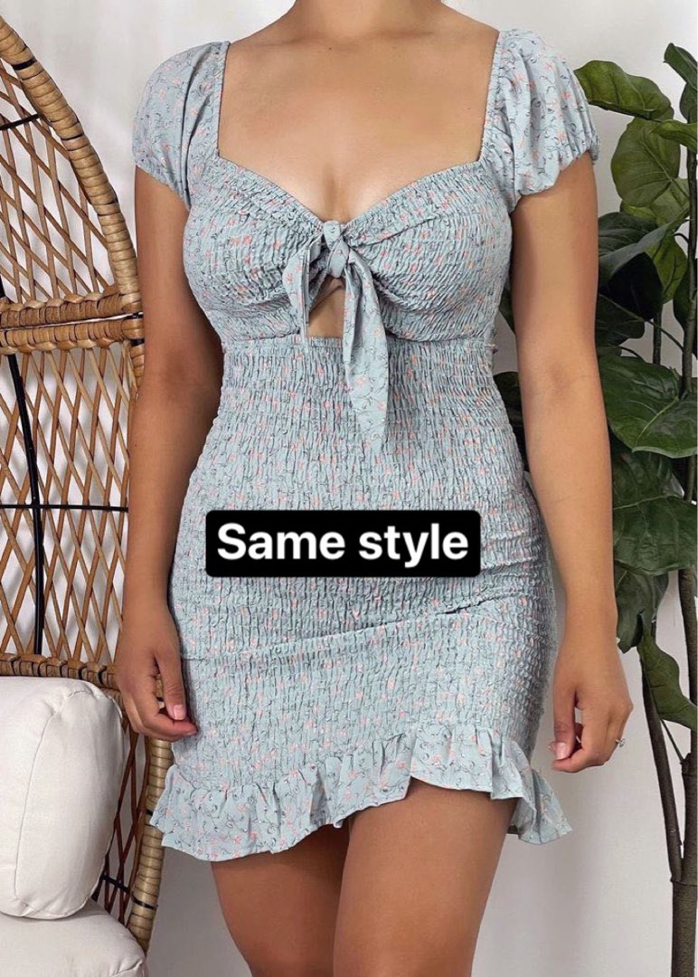 Light Blue Smocked Tiered Puff Sleeve Flowy Maxi Dress
