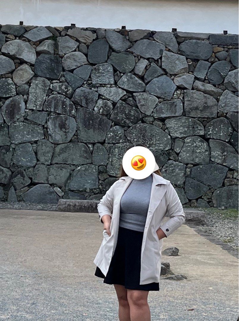 Light gray autumn winter coat (Category: Coats, Jackets and Outerwear) located in Quezon City. Submitted by zhai.shop (Listing ID 1269231021, Image 2). Description: wore only once for Japan trip. can fit S-L. .