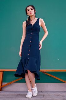 Lovet Shirley Midi Navy Blue Dress