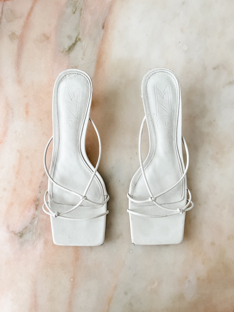 WHITE HEELED SANDALS FOR WOMAN MARENGO