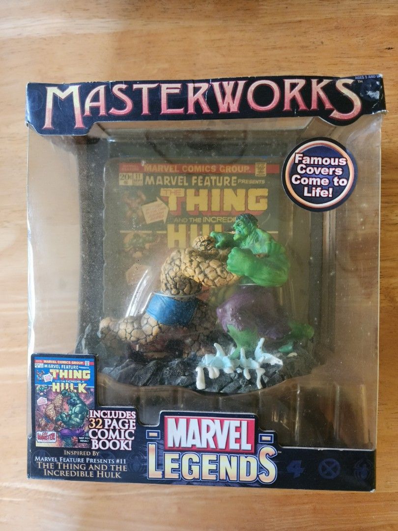 Marvel Legends Masterworks The Thing vs The Hulk Action Figures (Category: Figurines & Statues) located in Antipolo. Submitted by saslbs (Listing ID 1269189133, Image 1). Description: Masterworks Marvel Legends The Thing vs. The Hulk mint in box. Includes Comic Book This unique diorama was released in 2006/2007. It is based on a cover from Marvel Feature #11 (1973). A copy of this comic is also included. This is a neat item to have on display. Fo